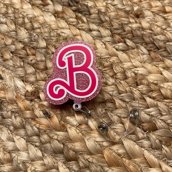 Barbie Accessories - NEW Barbie “B” glittery retractable badge reel